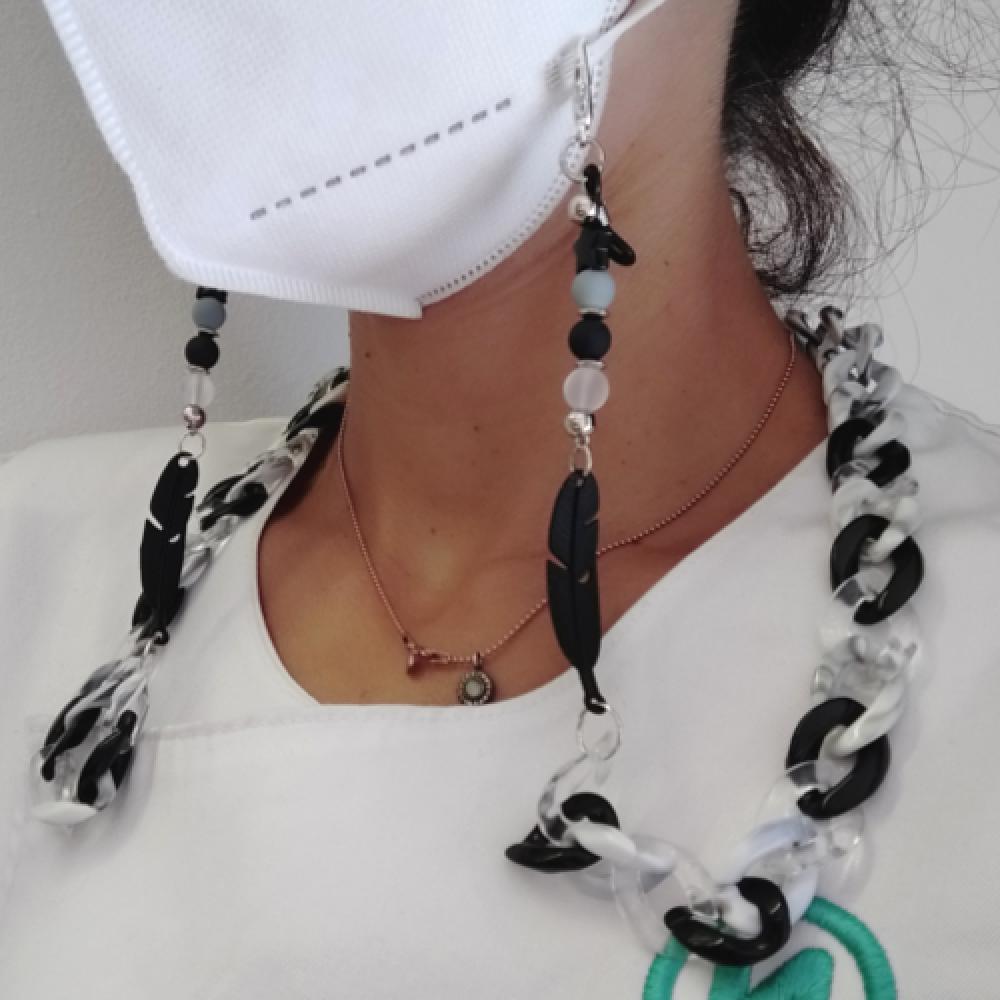 cordo mascaretes o ulleres eslabons blanc i negre