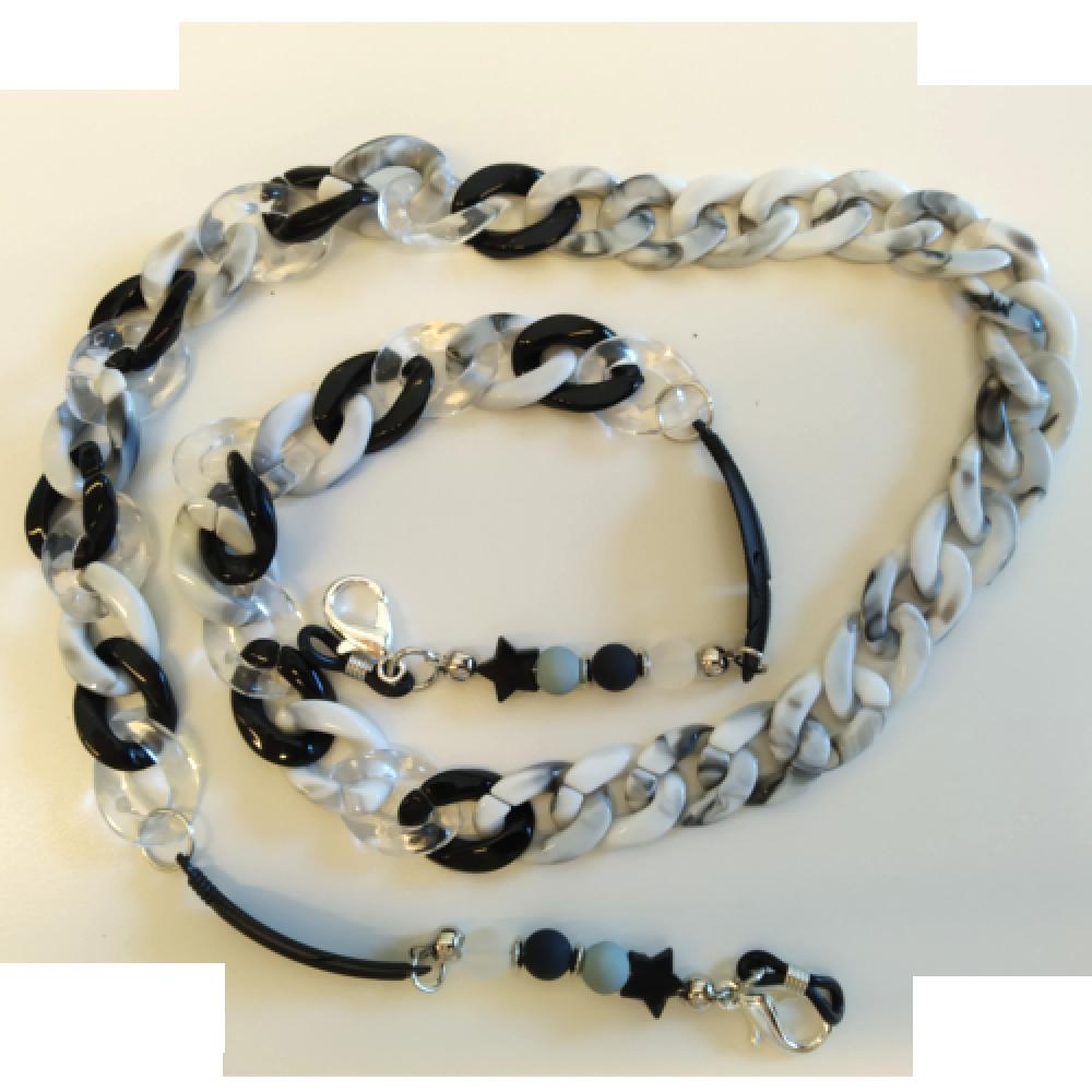 cordo mascaretes o ulleres eslabons blanc i negre