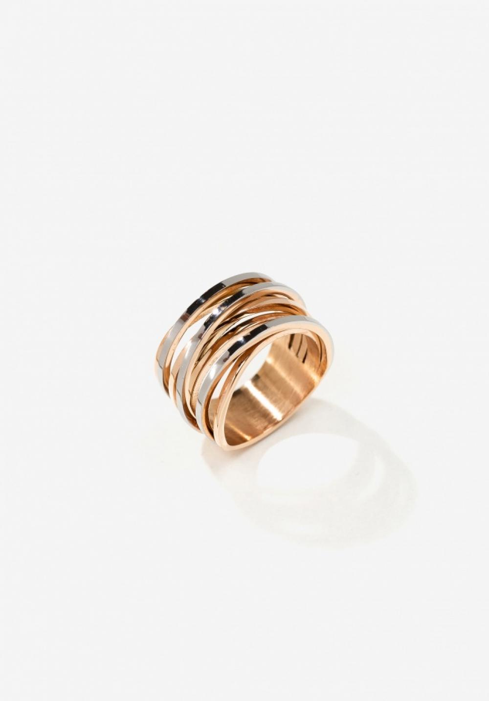 anillo acero ,oro.rosé,plata
