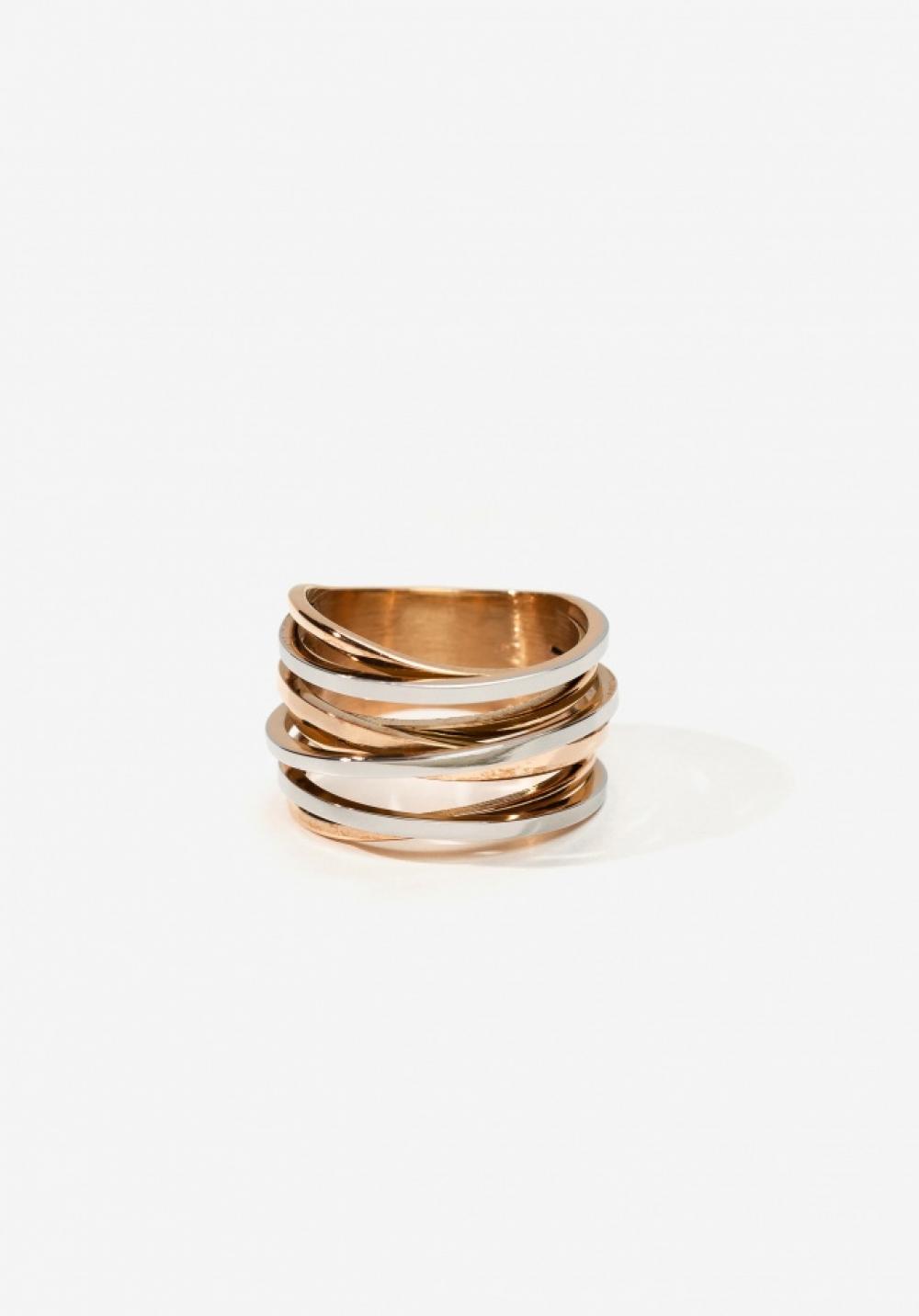 anillo acero ,oro.rosé,plata