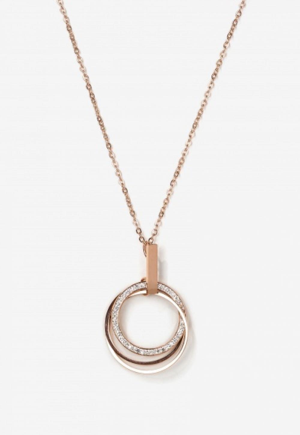 collar acero, triple, color or rosé,circonites