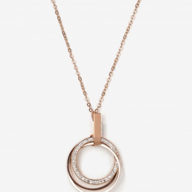 collar acero, triple, color or rosé,circonites