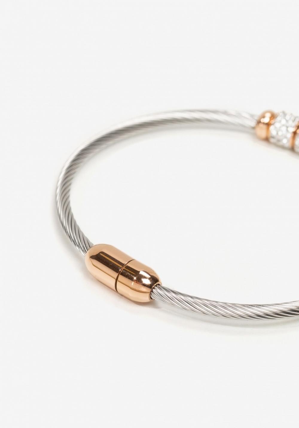 Pulsera acer cable amb aros de circonites